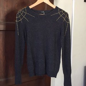 Dark Gray Sweater With 🕷 Web Shoulder Design